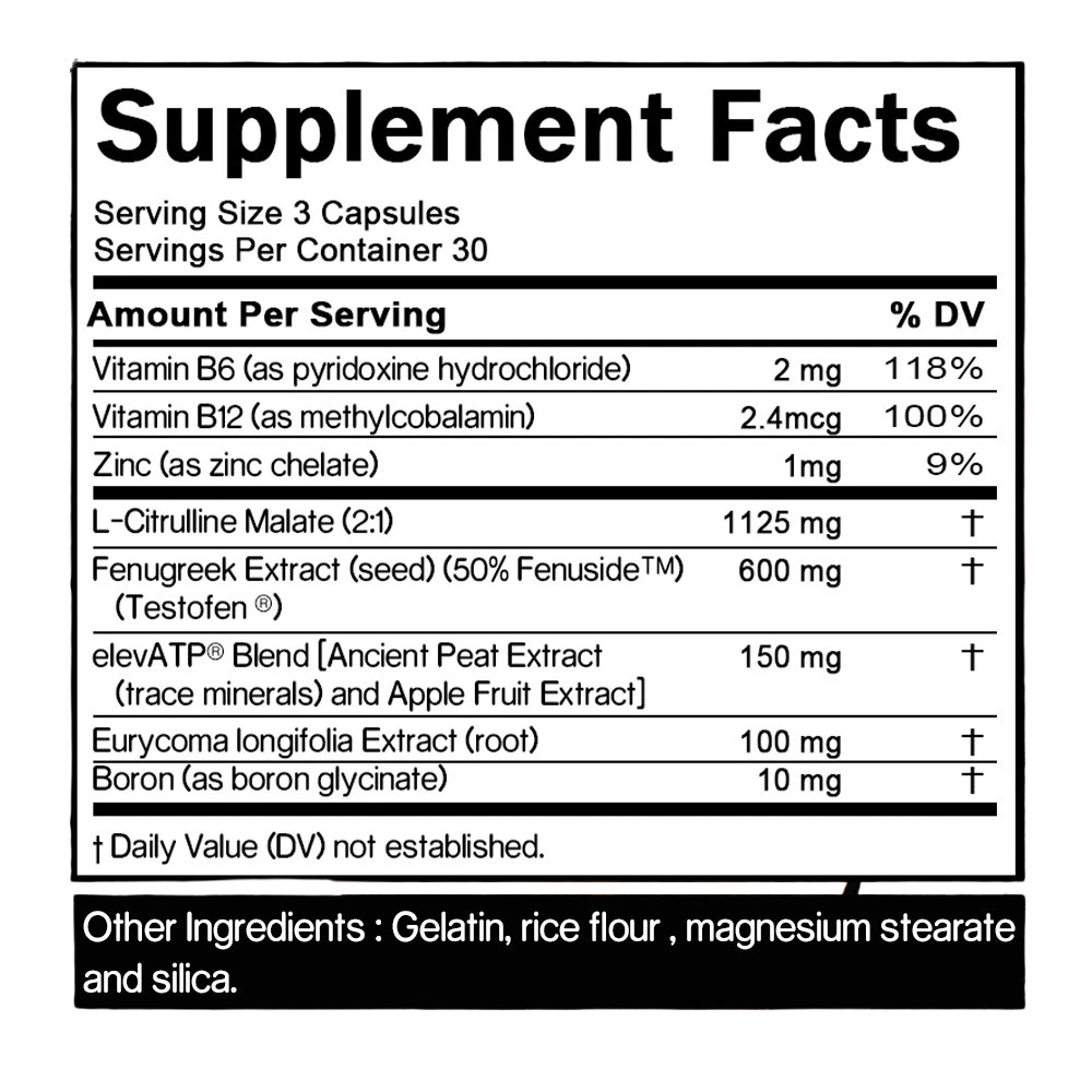 Men’s Testosterone Support Supplement for Energy, Strength & Endurance | Natural Vitality & Performance Capsules (90 Count)