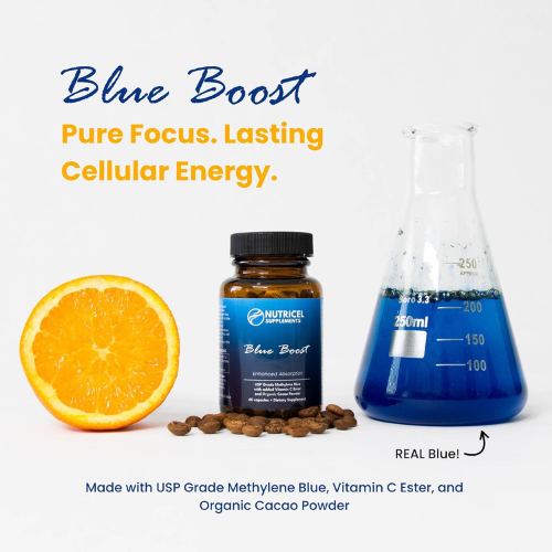 Cellular Energy Support Supplement with Methylene Blue & Vitamin C for Cognitive Wellness & Daily Vitality | Pharmaceutical Grade Capsules (12mg, 60 Count)