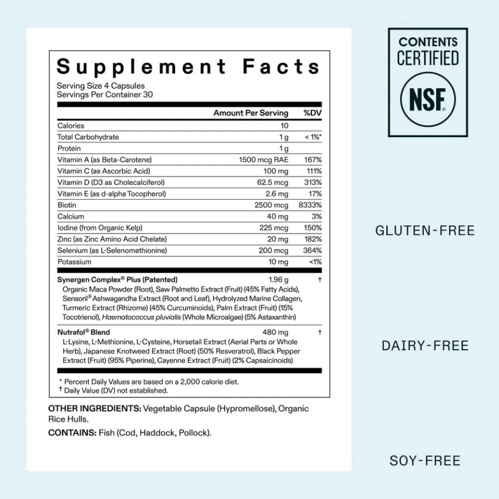 Women’s Hair Growth Support Supplement for Thinning Hair, Strength & Scalp Health | Nutraceutical Formula Capsules (120 Count)