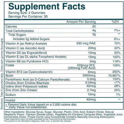 Hair, Skin & Nails Support Gummies for Healthy Hair Growth, Strong Nails & Radiant Skin | Vegan Biotin Vitamin Formula