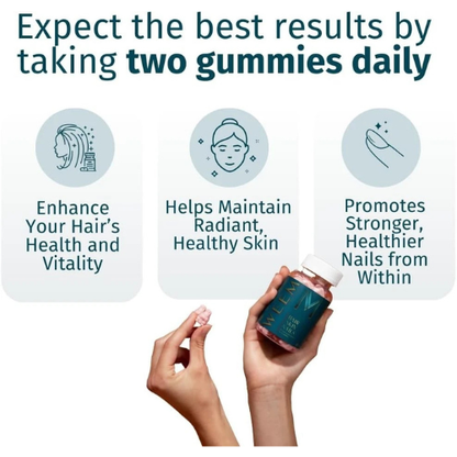 Hair, Skin & Nails Support Gummies for Healthy Hair Growth, Strong Nails & Radiant Skin | Vegan Biotin Vitamin Formula