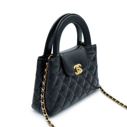 CHANEL AS4416 Mini Matelasse Chain Shopping Bag Calfskin, Black