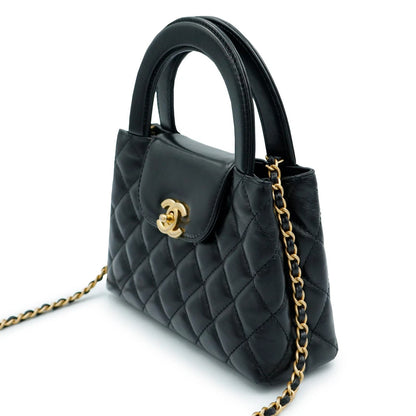 CHANEL AS4416 Mini Matelasse Chain Shopping Bag Calfskin, Black